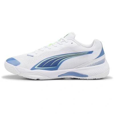 Afbeelding van Puma Solarstrike III Handbalschoenen, Heren, Maat: 45, White/blue horizon Textiel/ synthetisch