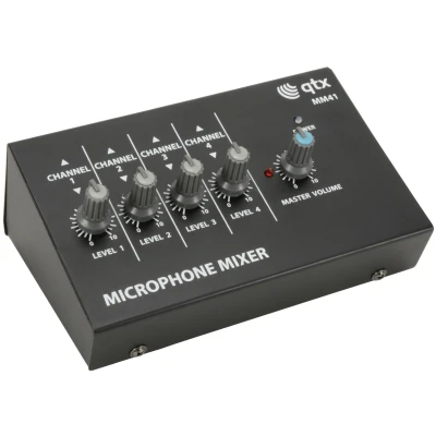 Afbeelding van Qtx MM41 4 kanaals mini microfoon mixer