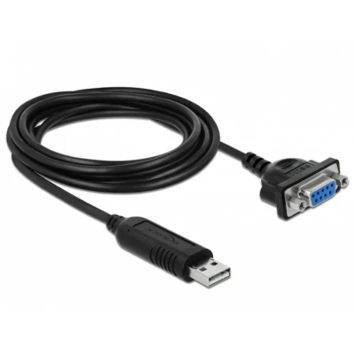 Afbeelding van USB A (m) naar 9 pins SUB D met moeren (v) seriële RS232 adapter / FTDI chip 1,8 meter