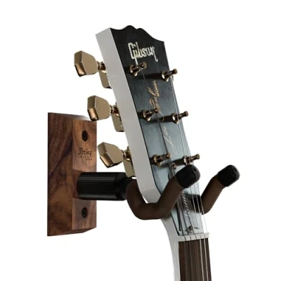 Afbeelding van String Swing CC01K gitaarhouder voor wand en gitaarwandhouder zwarte walnoot