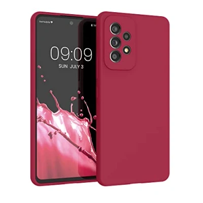 Afbeelding van kwmobile telefoonhoesje geschikt voor Samsung Galaxy A53 5G Hoesje met siliconen coating Smartphone case in kersrood