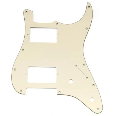 Afbeelding van Musiclily Pro 11 gaats ST Slagplaat Gitaar HH Pickguard met Bedekte 2 Humbucker Potmeter Uitsparingen voor Fender Squier Strat stijl Elektrische Gitaar, 3 laags Creme