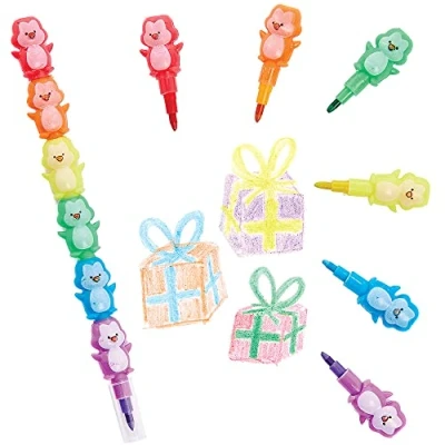 Afbeelding van Baker Ross FX442 Pinguïn Stapelkrijtjes Set van 6, Zakjesvullers voor Kerstmis kinderen, kleurpotloden stapelkrijt