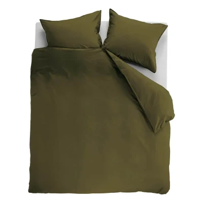 Afbeelding van Dekbedovertrek Ambiante Cotton Uni Olive Green Katoen 200 x / 220 cm 2 Persoons