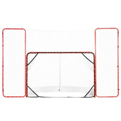 Afbeelding van VEVOR Hockeypoort met borstwering en doelstellingen, hockeynet van staal, 1830 mm, hockeytrainingsset, draagbare hockeydeur voor binnen buiten net, wit rood