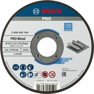 Afbeelding van Bosch Accessoires Doorslijpschijf recht Standard for Metal A 30 S BF, 115 mm, 22,23 2,5 mm 1 stuks 2608603164