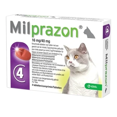 Afbeelding van Krka Milprazon Ontwormingstabletten Kat &gt;2 KG 16 MG/40 MG 4 TBL (409916)