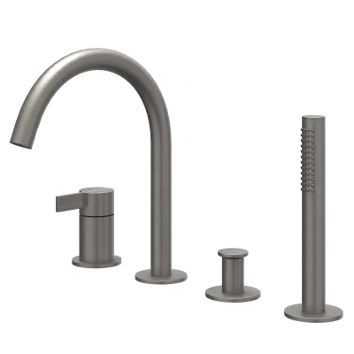 Afbeelding van IVY Pact badrandcombinatie 4 gats Geborsteld Metal Black PVD