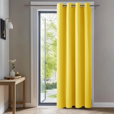 Afbeelding van Deconovo Verduisterende Gordijnen voor de Slaapkamer, 140x240 cm (B x H), Thermische Ooggordijnen Woonkamer, Kant en Klaar, Citroengeel, 1 stuk