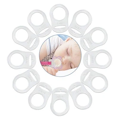 Afbeelding van Voarge Fopspeenketting voor baby&#039;s, 12 stuks, siliconen, fopspeenkettingen, transparant, zachte babydummy fopspeen, clips, houders, transparant