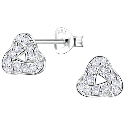 Afbeelding van JoyS Zilveren knoop oorbellen 7 mm zirkonia elegante oorknoppen sterling zilver 925