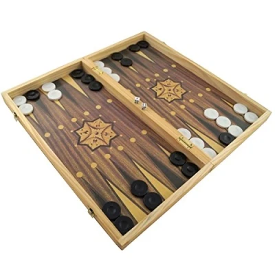 Afbeelding van PrimoLiving Deluxe Houten Backgammon Set 50 x 47 cm inclusief schaakbord