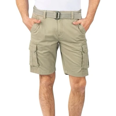 Afbeelding van riverso RIVJoko Cargoshorts voor heren met riem, regular fit, korte broek, zomer, stretch, marineblauw, beige, groen, grijs, S, M, L, XL, XXL, 3XL, 4XL, 5XL, L