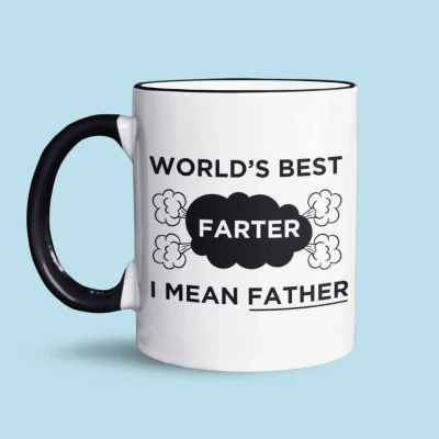Afbeelding van NietMokken.nl Grappige Mok voor Papa of Vaderdag World&#039;s Best Farter, I Mean Father Leuk Vaderdagcadeau Origineel Cadeau met Tekst 325 ml Koffiemok Variant zwart randje