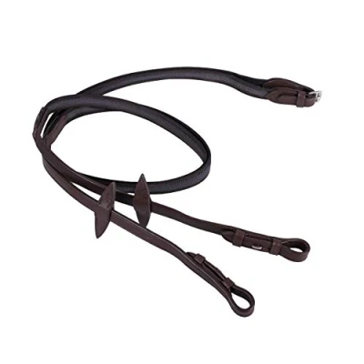 Afbeelding van QHP Teugel Anti slip met blinde sluiting maat Pony dark brown