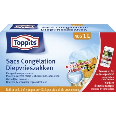 Afbeelding van 10x Toppits Diepvrieszakjes 1 liter 40 stuks
