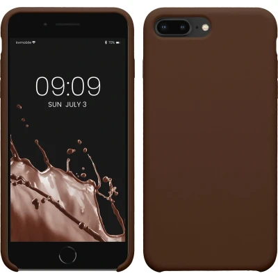 Afbeelding van kwmobile telefoonhoesje geschikt voor Apple iPhone 7 Plus / 8 Hoesje met siliconen coating Smartphone case in chocoladebruin