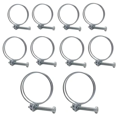 Afbeelding van SKIR&#039;CO (10 stuks) verstelbare dubbele draadslangklemmen 31 35 mm, verzinkt stalen slangklemmen, slangklemmen met diameter