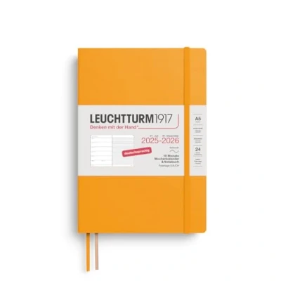 Afbeelding van LEUCHTTURM1917 372623 weekkalender &amp; notitieboek medium (A5) 2026, 18 maanden 07.2025 12.2026, softcover, Rising Sun, Duits