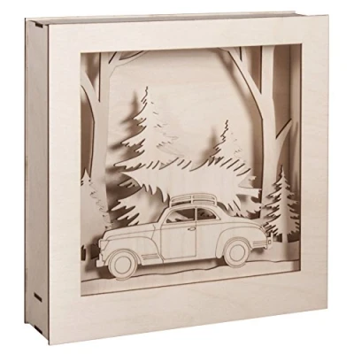 Afbeelding van Rayher 46307000 houten bouwset 3D motieflijst, auto, FSC100%