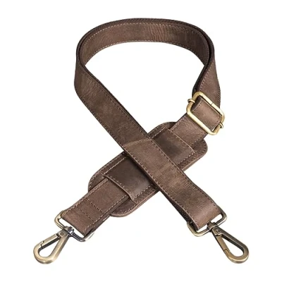 Afbeelding van STILORD Bag Strap Leather met Gevoerde Verwisselbare Schouderriem voor Tassen Handtas for Shoulder Vintage Genuine Leather, Kleur:donker bruin