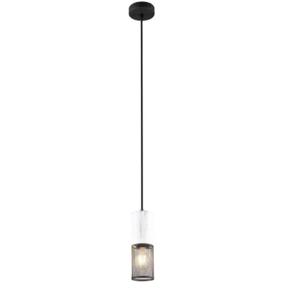Afbeelding van TRIO TOSH Hanglamp Zwart wit excl. 1x E27 40W Aanpasbaar in hoogte Houten elementen