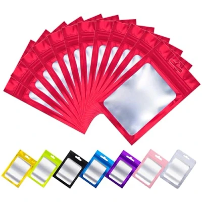 Afbeelding van Rimiko 100 stuks Hersluitbare Mylar Zak, Ritssluiting Plastic Zakjes voor Voedsel, Rits Aluminiumfolie Zakken met Doorzichtig Venster, Ziplock Kleurverpakking (Rood, 9x16 cm)
