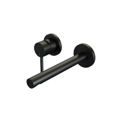 Afbeelding van Brauer Black Edition Wastafelmengkraan inbouw rechte uitloop rechts hendel lang smal model A2 mat zwart Minimalistisch design