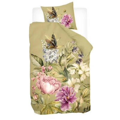Afbeelding van Snoozing Flowering Dekbedovertrek Eenpersoons 140x200/220 cm Groen