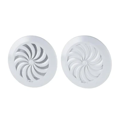 Afbeelding van 110 mm rond ventilatierooster met verstelbaar klepje en muggennet/mesh/rond net T95a