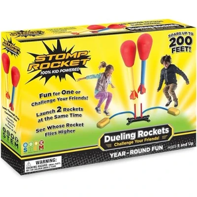 Afbeelding van Stomp Rocket 2 sets Raket Lanceren speelgoed raketkanon op luchtdruk tot 120 m hoog Inclusief 4 raketten.
