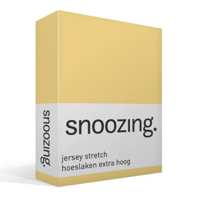 Afbeelding van Snoozing Jersey Stretch Hoeslaken Extra Hoog Tweepersoons 140/150x200/220 cm Geel