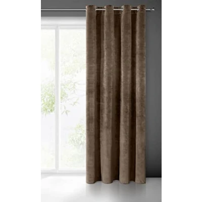 Afbeelding van Eurofirany Villa gordijn fluweel zacht 10 ogen 1 stuks edel dik 290 g/m2 elegant glad effen pluizig modern klassiek woonkamer slaapkamer lounge, bruin, 140 x 250 cm