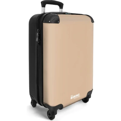 Afbeelding van NoBoringSuitcases.com® Beige handbagage koffer Trolley 55x35x25