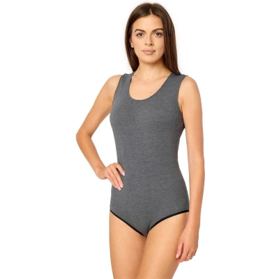 Afbeelding van Merry Style Dames Body Bodysuit Korte Mouwen Katoen MS KS BD901 Donkergrijs M