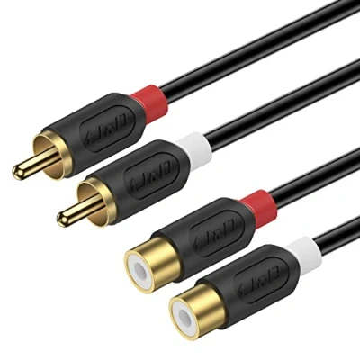 Afbeelding van J&amp;D 2 RCA Verlengkabel, Kabel Verguld Audiowave serie Mannelijk naar Vrouwelijk Stereo Audio Verlenging Kabel, 2,7 Meter