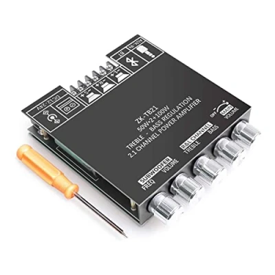 Afbeelding van WANGCL 2x50W +100W 2.1 Kanaals Subwoofer Versterker Board met Treble en Bass Control Dual TPA3116 Chip DC 12 24 V Bluetooth AUX ingangen DIY Draadloze Speakers AMP