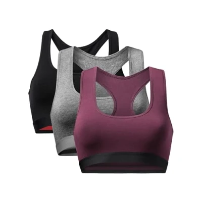 Afbeelding van DANISH ENDURANCE Bralette van Biologisch Katoen, Zacht &amp; Stretchy, Bustier voor Iedere Dag, Dames, 1 of 3 pak, Veelkleurig (1x Donker Grijs, 1x Wijnrood, Zwart), S