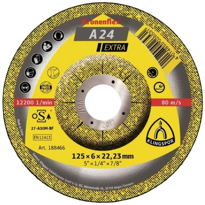 Afbeelding van Klingspor 188466 Kronenflex A 24 extra slijpschijf voor metalen, 125 mm diameter, 6 dikte, 22,23 boring