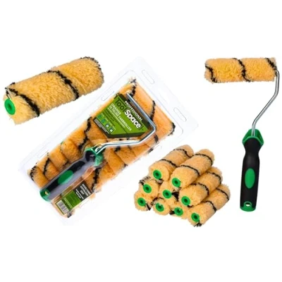 Afbeelding van ToolSpace 10x Verfroller Polyacryl 11 cm Lakrollen met Rubberen Handgreep, Rollerkwast voor Verfwerkzaamheden en Renovatie, Geschikt verschillende soorten verf