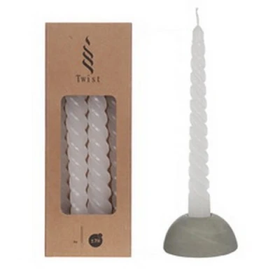 Afbeelding van Twist kaars Wit set van 4 stuks 19cm
