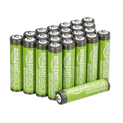 Afbeelding van Amazon Basics AAA batterijen, oplaadbaar, hoge capaciteit, NiMh, 850 mAh, set van 24, vooraf opgeladen