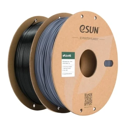 Afbeelding van eSUN PLA+ Filament 1.75mm, PLA+HS Hoge Snelheid 3D Printer Dimensionale nauwkeurigheid +/ 0.03mm, 1KG Spool (2.2 LBS) Speedy (Zwart+Grijs, 1.75)
