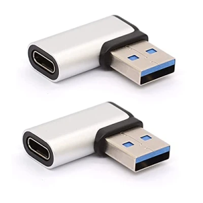 Afbeelding van Tomost Linkshoekige USB C naar 3.0 adapter, 90 graden A mannelijk vrouwelijk adapter Type Coverter Connector voor kabel, Hubs 2 stuks (links (zilver))