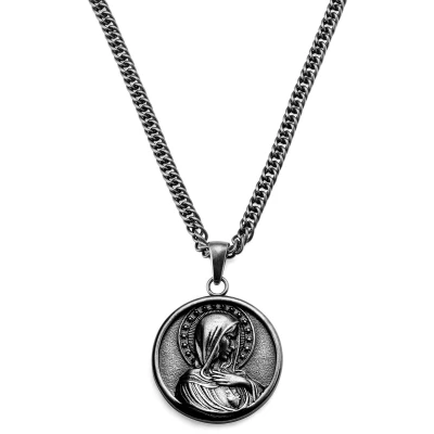 Afbeelding van Sanctus Vintage Zilverkleurige &#039;Maagd Maria&#039; Ketting