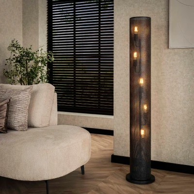 Afbeelding van Fraaai Lucian vloerlamp 5L koker mesh Metaal