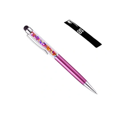 Afbeelding van Hoogwaardige 2 in 1 stylus en balpen, met Swarovski stenen FUCHSIE REGENBOGEN