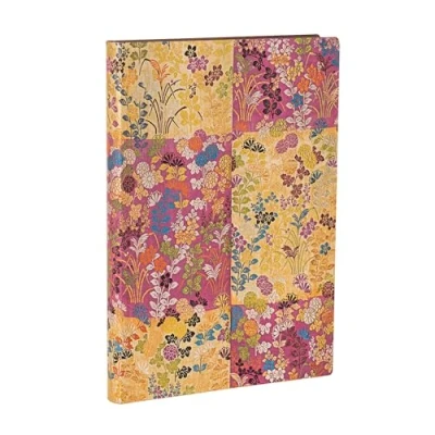Afbeelding van Japanese Kimono Kara ori Pink (Japanese Kimono) Midi Lined Softcover Flexi Journal (Elastic Band Closure)