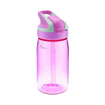 Afbeelding van Laken Water fles voor kinderen, herbruikbare kinderfles Tritan met automatische top veiligheid veiligheidsafsluiting en stro. Zonder BPA. 450 ml. Roze