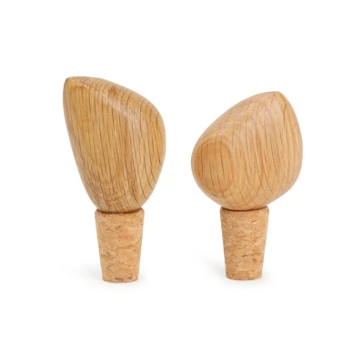Afbeelding van Ferm Living Cairn wijnstopper 2 pack Oak